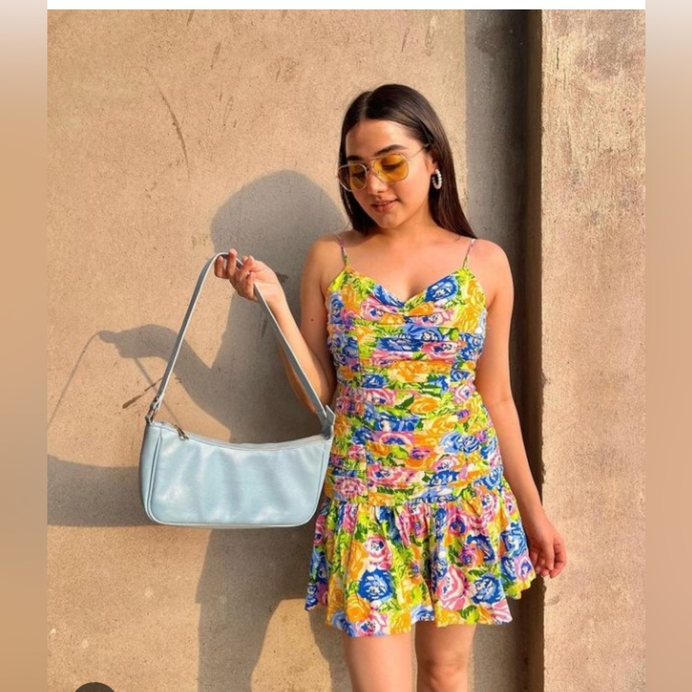 New with tags Zara Floral Yellow and Blue Sundress with Flores